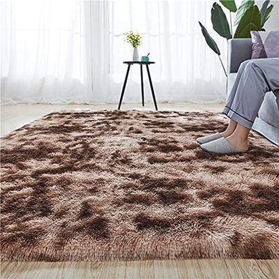 Faux Fur Shag 5X8 Area Rugs for Living Room, Anti-Skid Modern Plush Soft Carpet Extra Comfy Fluffy Nursery Rug for Bedroom Home Decor, Coffee