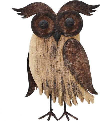 Wood Bird Figurine Home Decor Accent, Rustic Bird Statue Tabletop Decoration Owl Decor for Living Room Bedroom Office Decoration, Abstract Bird Figurine Spring Summer Autumn Decor (Rust Color B)